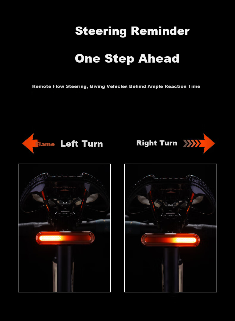 Captain Tas Waterproof Rechargeable Bicycle Tail Light RGB Mountain Road Night Riding High Brightness Brake Sensor Warning Light 6