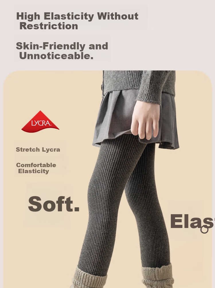 LangSha Girls' Fleece-Lined Thickened Autumn Winter Tights Layered Socks Children's Leggings Winter Baby Outdoor Long Pants 9