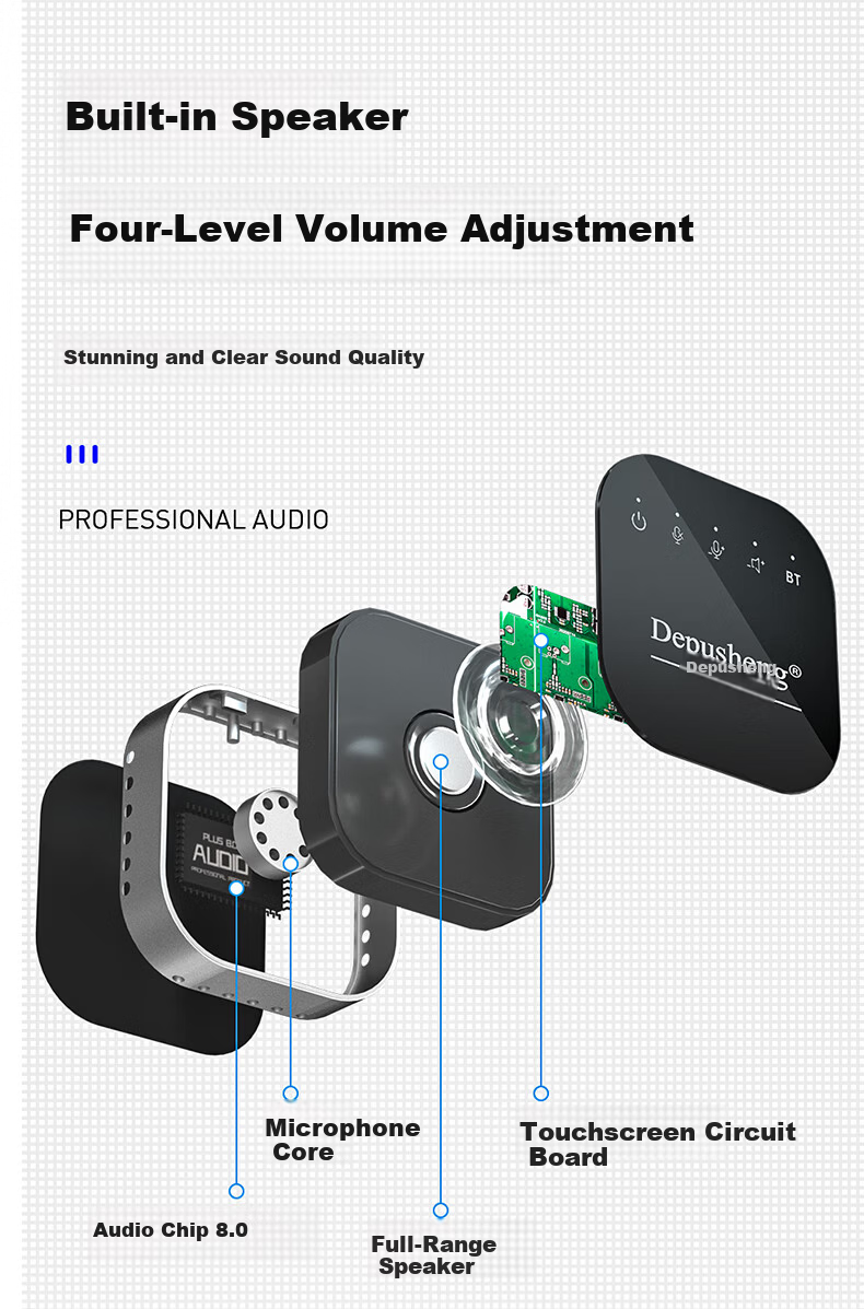Depusheng USB Computer Microphone Speaker All-in-One Omnidirectional Recording Microphone for Online Classes Video Conferencing Gaming E-sports Teaching Desktop Laptop Capacitive Wireless Bluetooth Ve 4