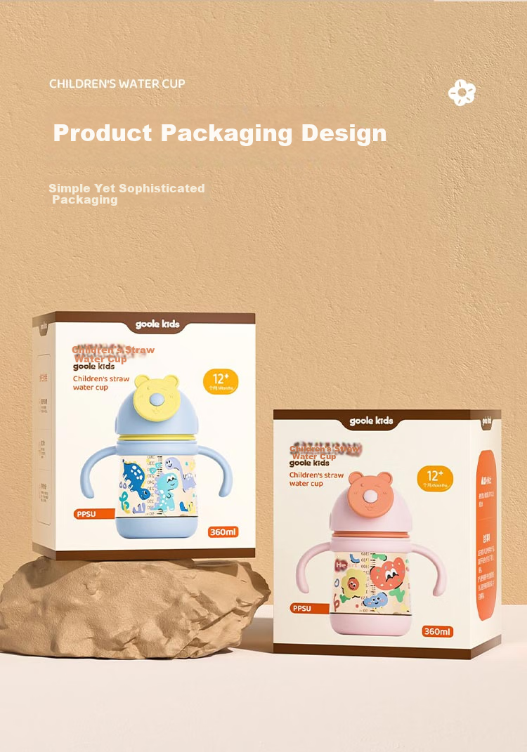 Goole Kids Children's Water Cup for 6+ Months Baby Training Cup PPSU Straw Bottle Kindergarten Drinking Cup 16
