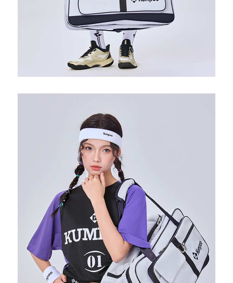 KUMPOO 26th Anniversary New Lightweight Badminton Bag Large Capacity Sports Tote Shoulder Bag KB-661 Black/White 7