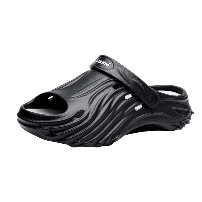 LAORENTOU Men's Summer Breathable Hole Shoes Thick Sole Outdoor Sandals LT353 Black Size 42-43