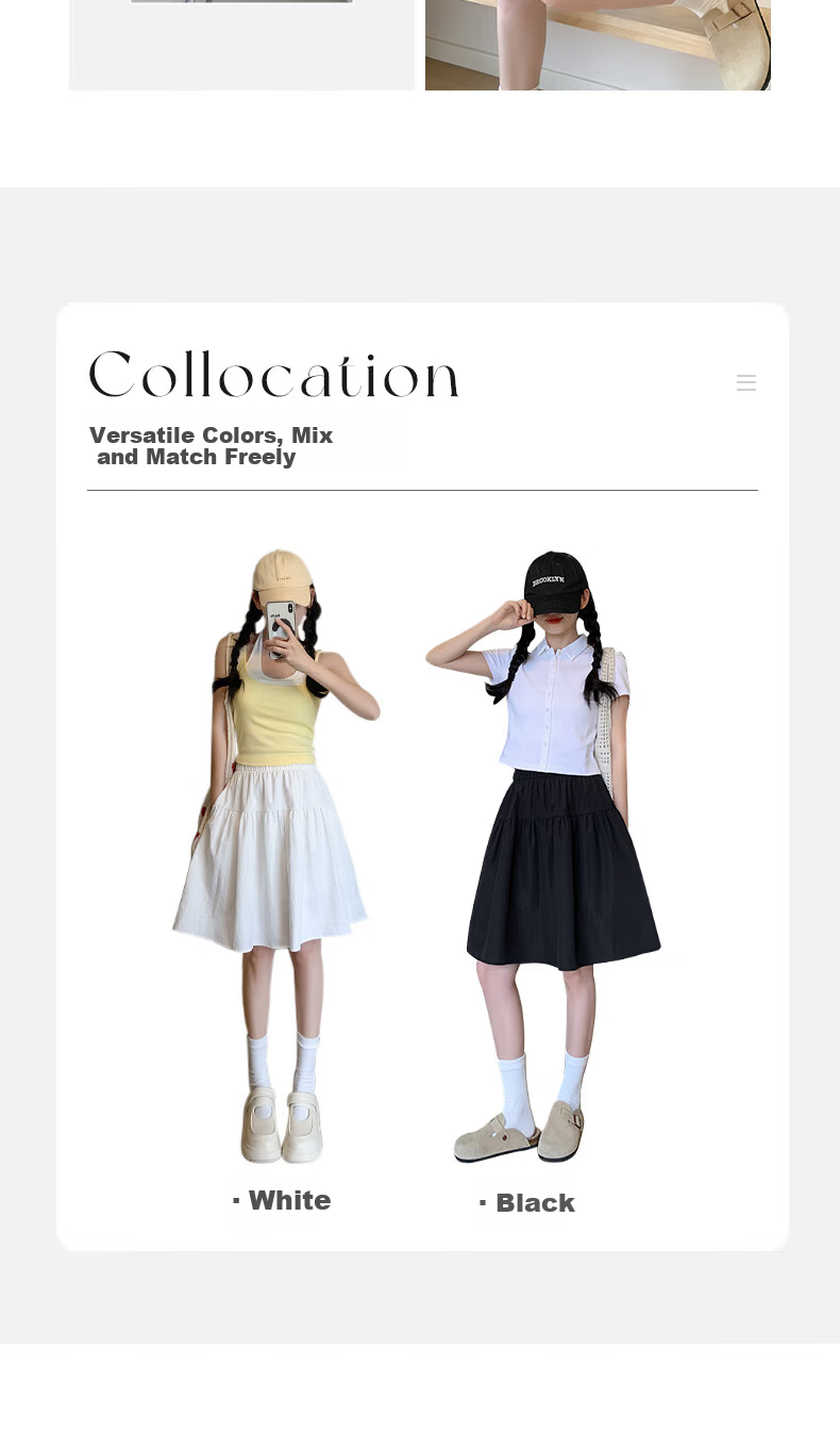Langsha Cotton-Like Five-Point Short Skirt for Women Summer New Japanese Casual Elastic Waist A-Line Sports Umbrella Skirt 3