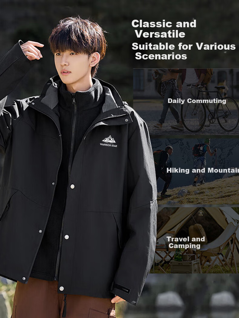 Warrior Men's Outdoor Sports Jacket Single-Layer Three-Protection Hard Shell Mountaineering Windproof Jacket Men's Windbreaker 8