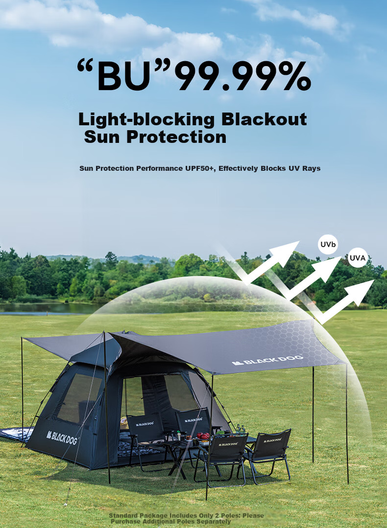 Black Dog Automatic Tent Two Doors Two Windows Rainproof Thickened Camping Sunshade Park Tent Mocha Latte 7