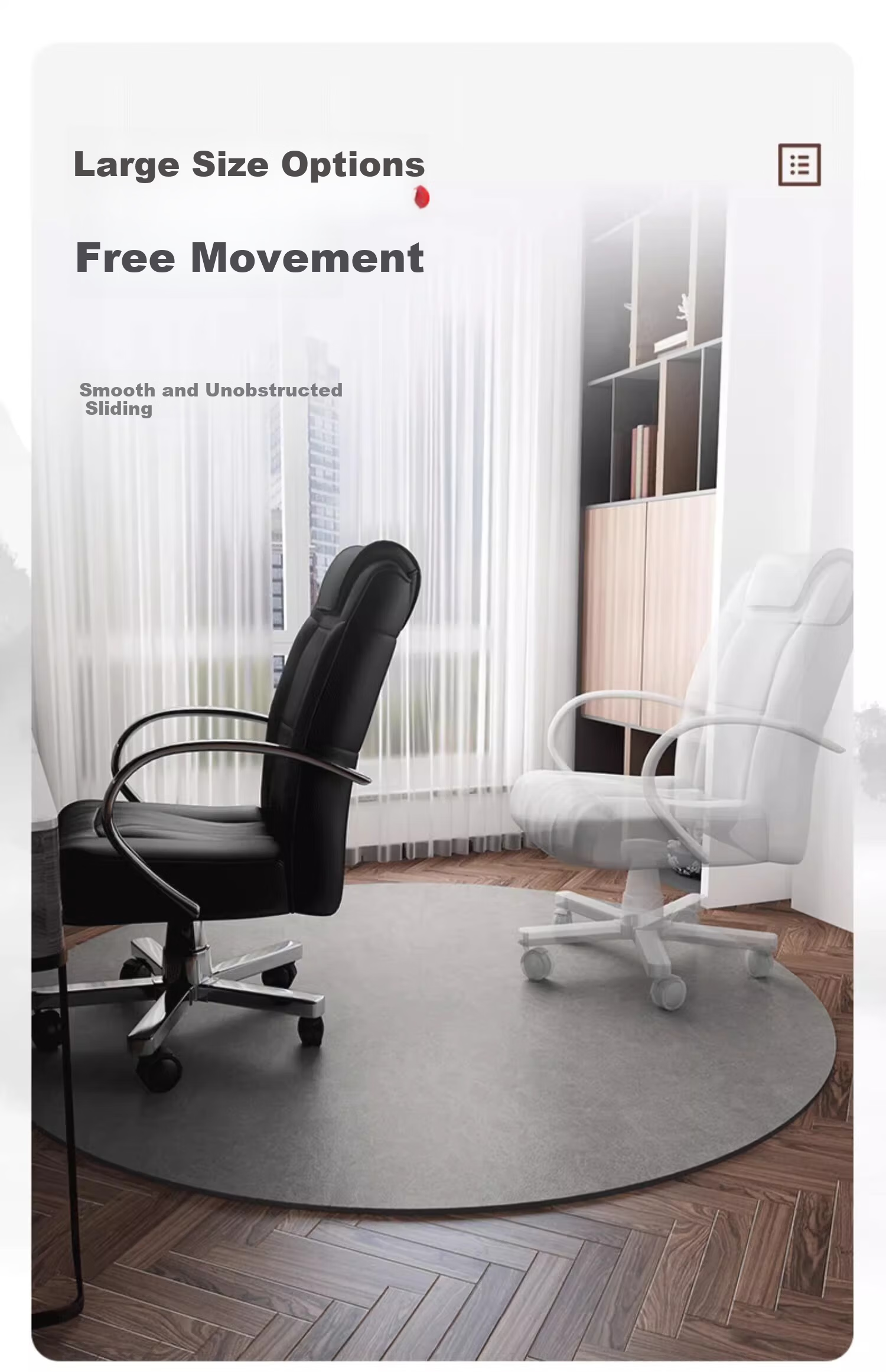 Qiqijia Computer Chair Floor Mat, Round Carpet, for Study Room, Office, Bedroom, Chair Anti-Slip Silent Protective Swivel Chair Foot Pad 7
