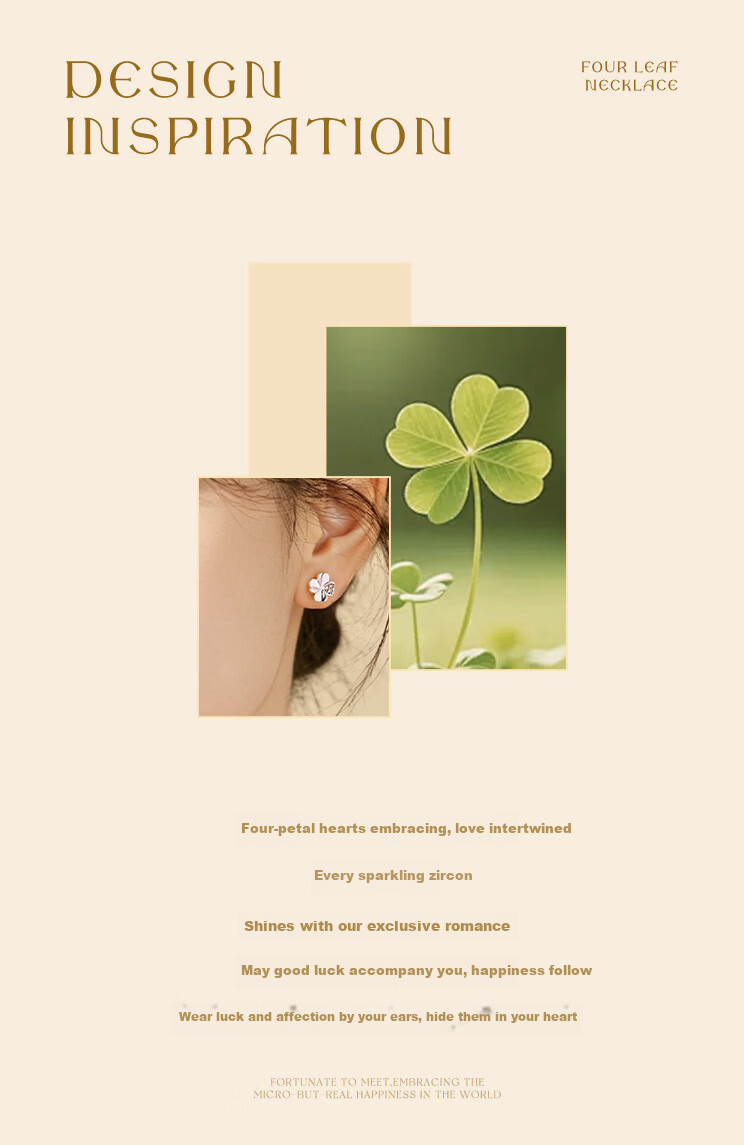 Zhenshangyin China Gold Four-Leaf Clover Sterling Silver 999 Earrings, 2026 New Light Luxury Birthday 520 Gift for Girlfriend 2