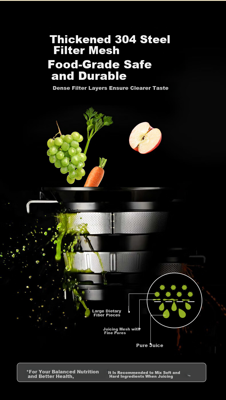 HUROM E30ST-BIM02MM Juicer Large Caliber Masticating Juicer with Pulp Separation Household Blender 12