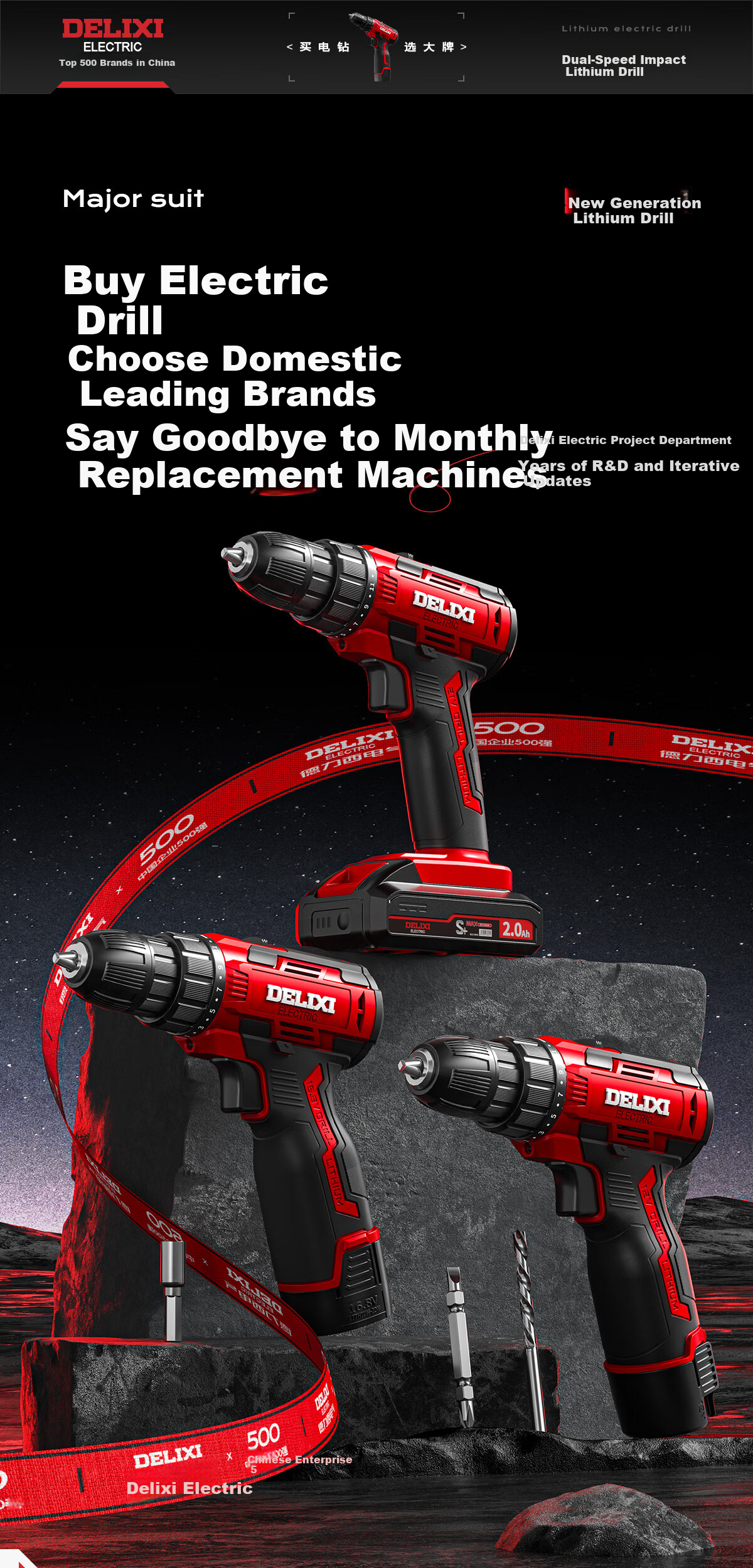 DELIXI ELECTRIC 12V Cordless Lithium Battery Impact Hand Drill Multi-Function Electric Screwdriver Household Small Power Gun Drill 1