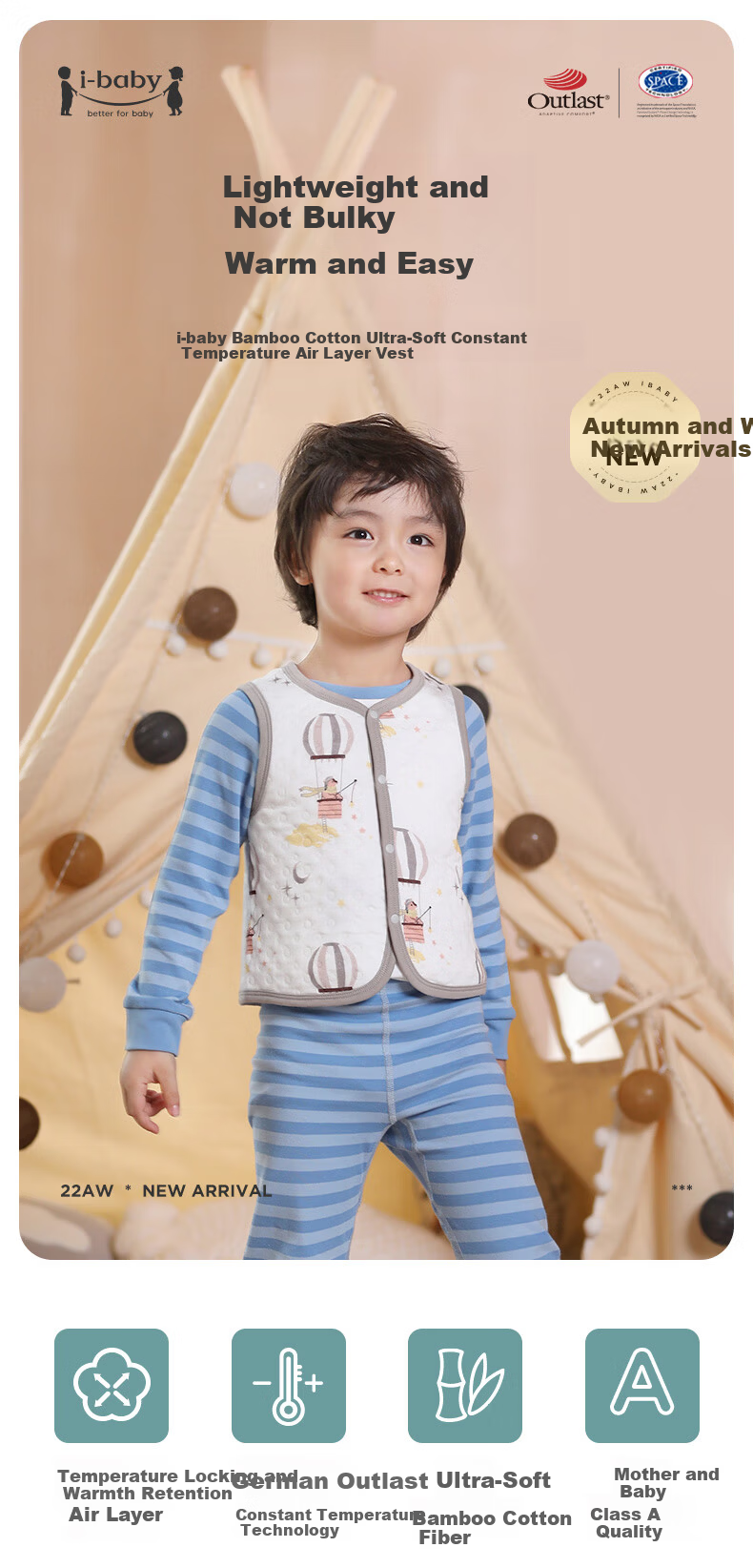 Ibaby Baby Vest Autumn Winter Children's Sleeveless Base Layer Vest Baby Small Vest Snow Town Penguin 90 1