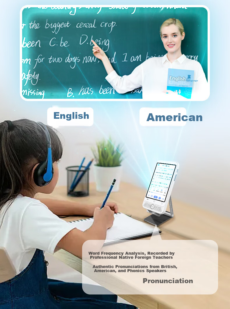Xiaodu K1 Listening Treasure English Listening Portable Device Synchronized Textbook Memorization Tool Ear Training Pocket Learning Machine Large Screen for Primary, Middle, and High School Vocabulary 9