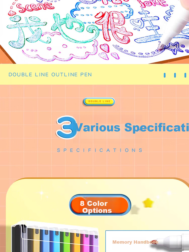 Meijiwan 12-Color Double-Line Outline Pen Set Thick Glitter Quick-Dry Pearl Journal Marker DIY Kids Double-Line Pens 2