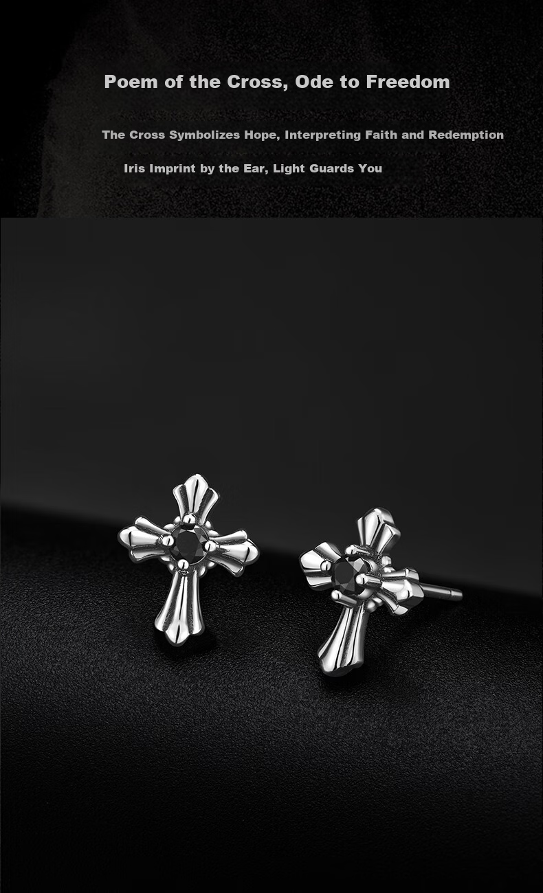 Zhenshang Silver China Gold Authorized Pure Silver Men's Stud Earrings Pendant Birthday Gift for Boyfriend Husband Punk Style S925 3