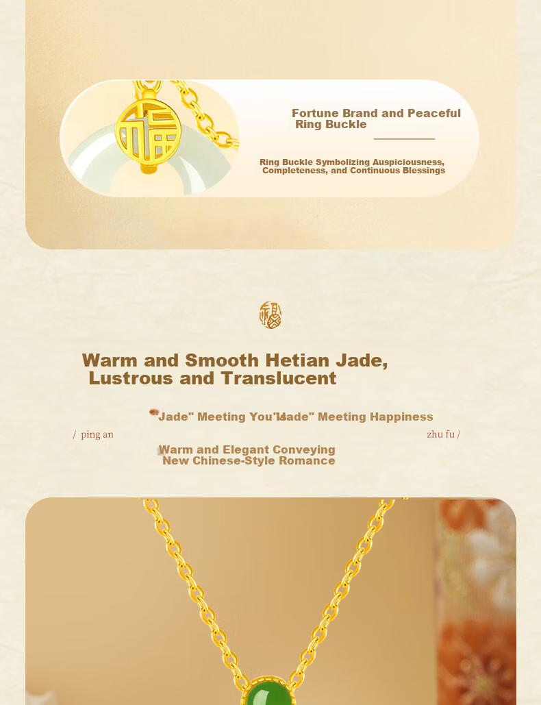 Lianqing Nafu Hetian Jade Silver Peace Buckle Necklace for Women Birthday Gift Women's Day Present for Girlfriend Wife Mom 6