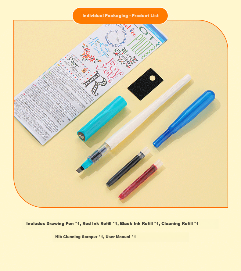 PILOT Parallel Art Pen Calligraphy Fountain Pen Duckbill Nib English Calligraphy FP3-15-SS 1.5mm Set 9