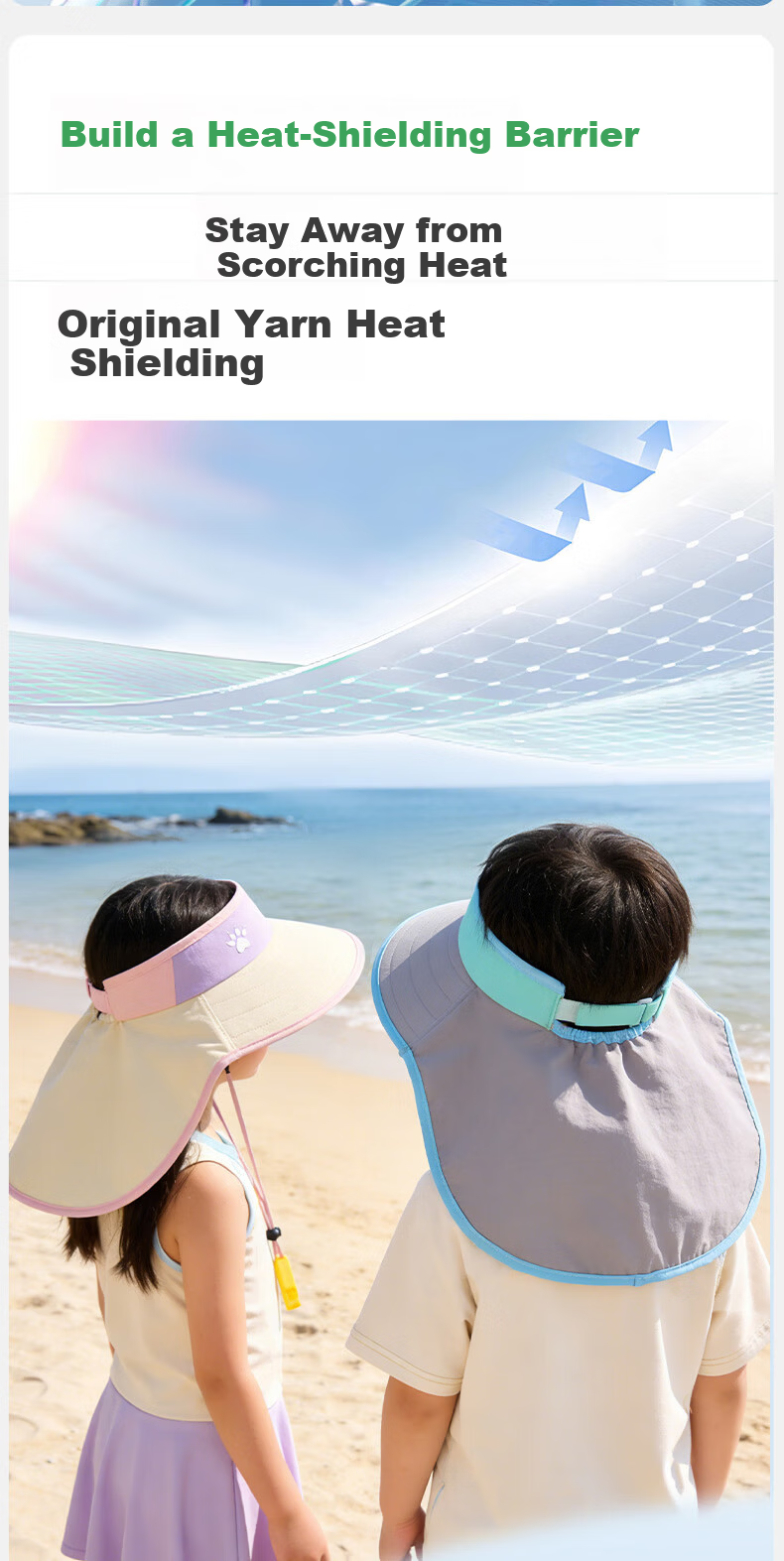 KELME Kids Sun Protection Hat Wide Brim Unisex Children 3-15 Years Open Top Cape Beach Sun Hat 4