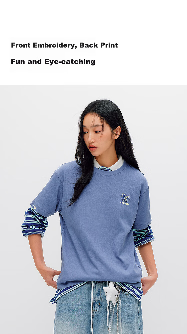Semir Mall Style | Women's Summer Short Sleeve T-Shirt Embroidered Print Loose Drop Shoulder 2026 Boutique Clothing 101326100037 6