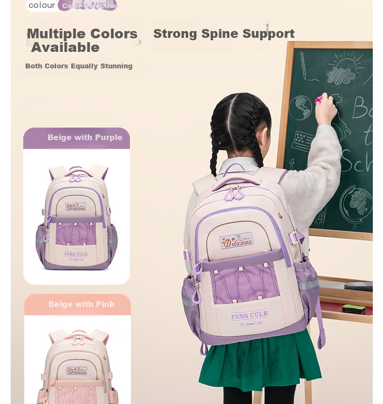 FUTURE STAR Elementary School Backpack Lightweight Ergonomic Shoulder Support Children's School Bag for Grades 1-3 Girls Large Capacity Purple 5