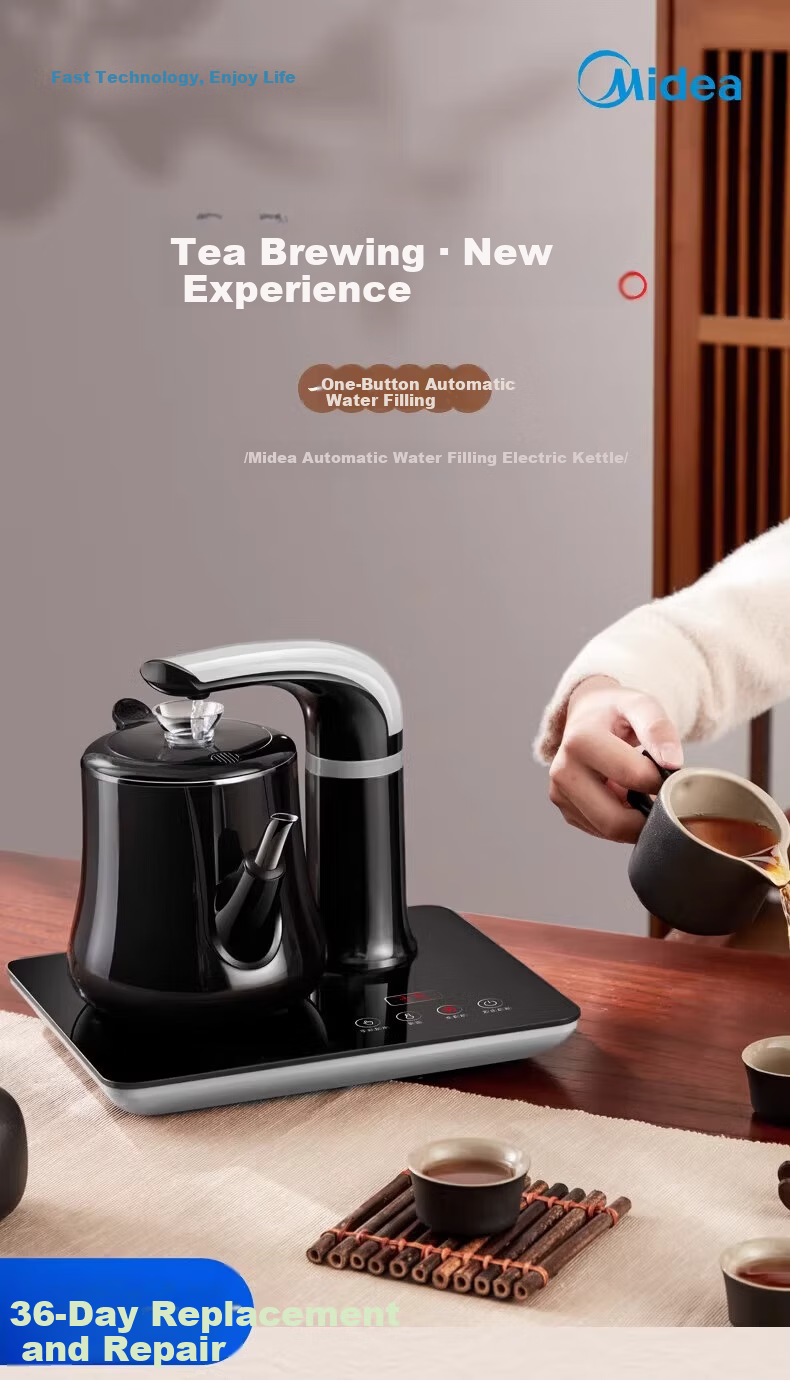 Midea Electric Kettle Double-Layer Anti-Scald Water Boiler Tea Maker Electric Tea Stove High Power Ring Heating Seamless Stainless Steel Inner Liner MK-PCE071 Price Protection 618 2
