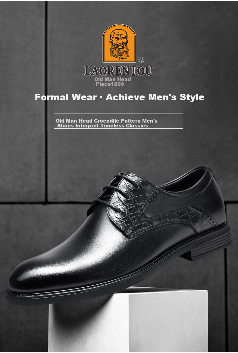 LAORENTOU Men's Leather Business Casual Shoes, Spring Autumn Fashion Comfortable Dress Shoes, Black, Size 38, Model LA12283 2