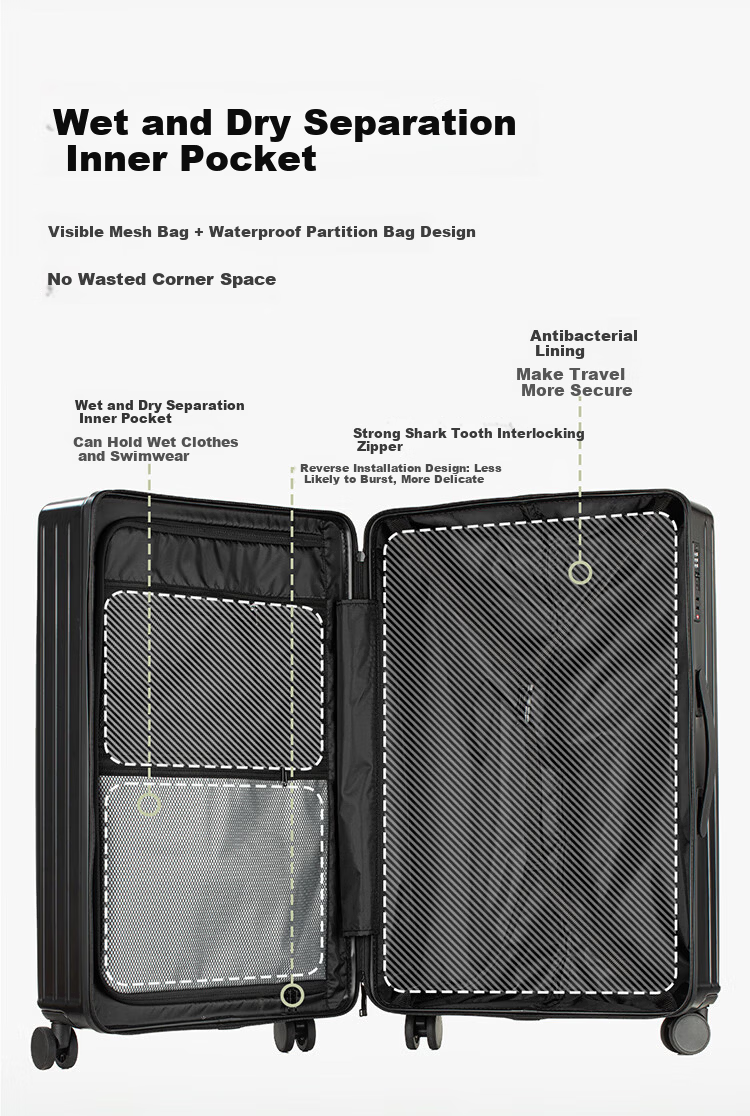 Wangyiyanxuan Lightweight Suitcase, Ultra-Light Thickened Wear-Resistant Zipper Trolley Case Luggage, Dark Shadow Gray, 26 Inches 10