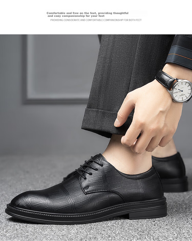 MEXICAN Men's Business Casual Leather Dress Shoes Derby Wedding Shoes Black Size 38 7