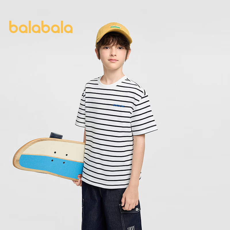 Balabala Kids Short Sleeve T-Shirt Boys and Girls 2026 Summer Quick-Dry Striped [Mall Same Style]