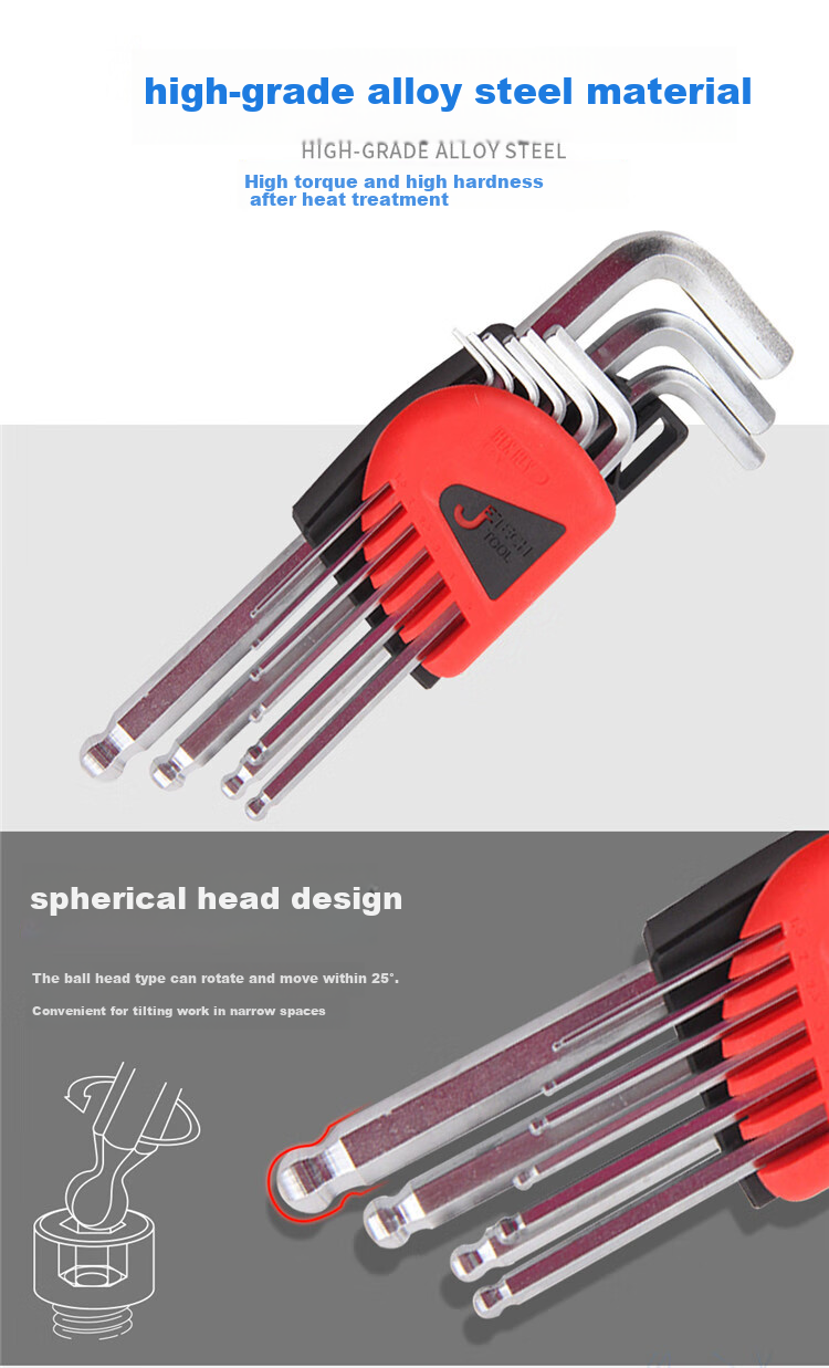 JETECH PM-C10 10-Piece Hex Key Wrench Set Flat Head Hex Key Screwdriver Home Mechanical Repair Tool Kit 3