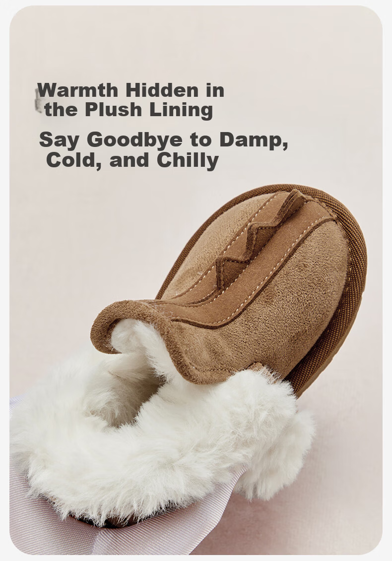 DAVE & BELLA Boys' Snow Boots Kids Fleece-Lined Cotton Shoes Winter Children's Warm Girls' Boots 3