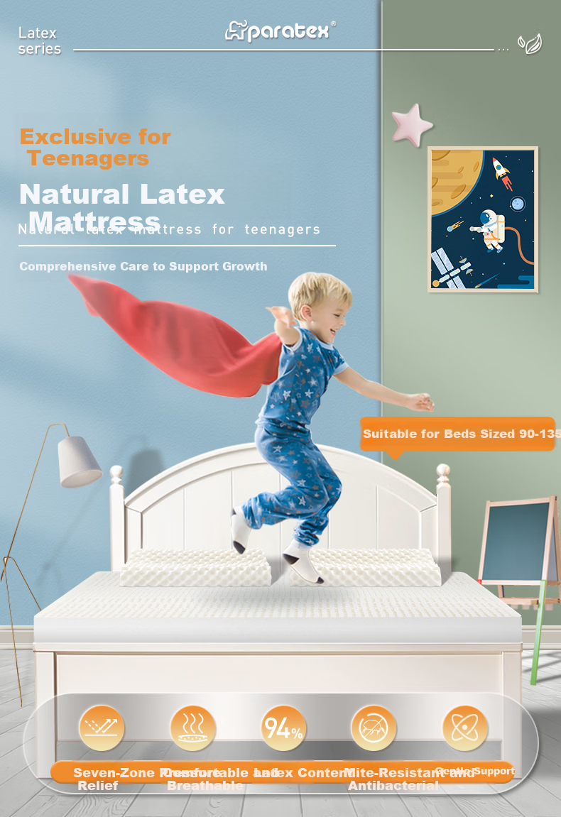 Paratex Student Latex Mattress Thailand Origin 0.9m Dormitory Bed Children Youth Thin Mattress 90x190cm 1