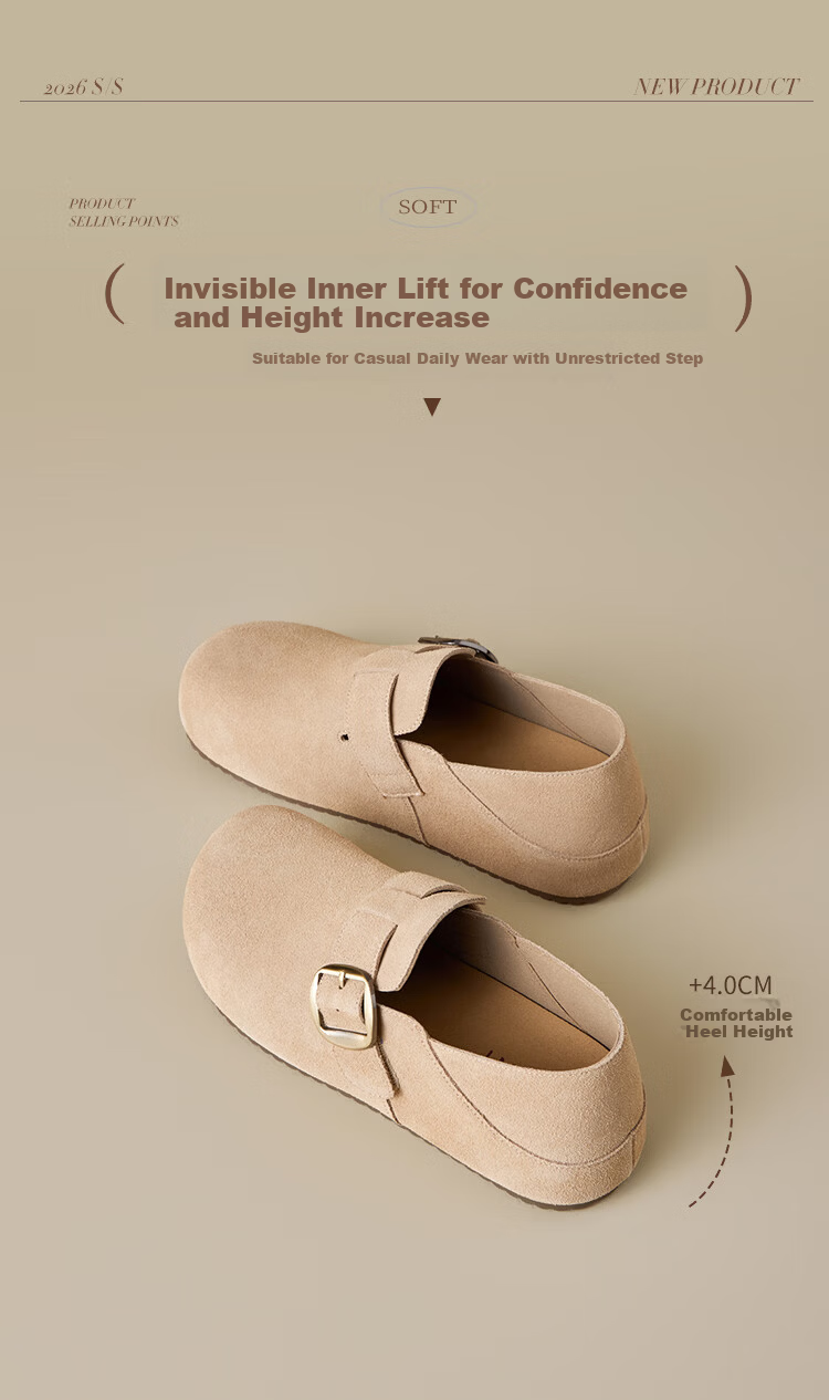 Zhuoshini Platform Birkenstock Shoes 2026 New Spring Full Coverage Thick Sole Slip-On Women's Shoes Camel Color Size 37 4