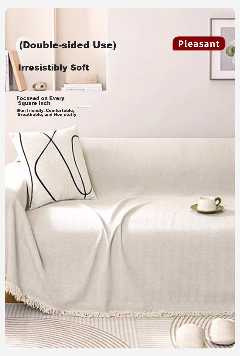 MUJI Sofa Cover Full Wrap Four Seasons Non-Slip Sofa Slipcover 180x260cm Herringbone Khaki 5