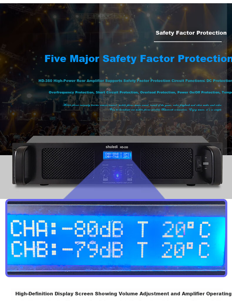 Shuledi KA-550 Domestic Amplifier, Integrated Amplifier, Power Amplifier for Conference, Home Theater, Karaoke, KTV, Stage, Fiber Optic, Coaxial, USB, Anti-Loudness, 600W 8