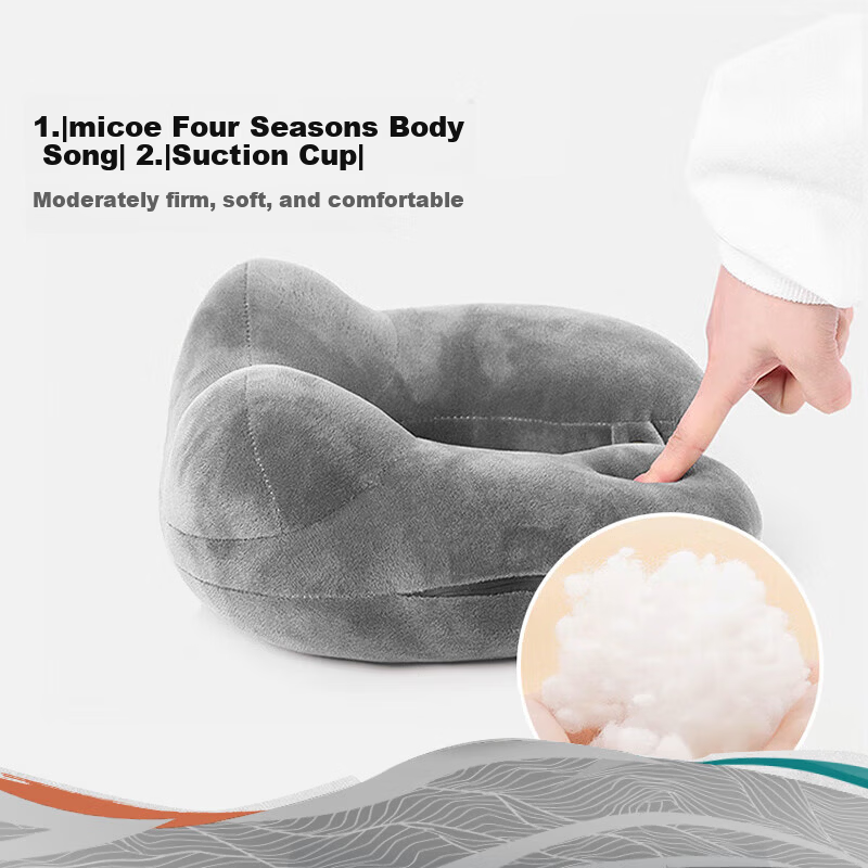 Fuju U-Shaped Neck Pillow Travel Neck Support Pillow Car Headrest Portable Office Nap Cushion