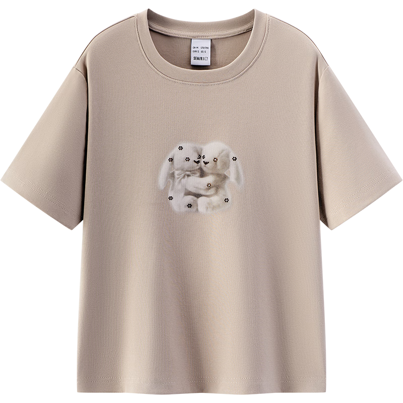 Semir Women's Short Sleeve T-Shirt Summer Crop Printed Slim Fit 2026 Design Pullover 10A326100005