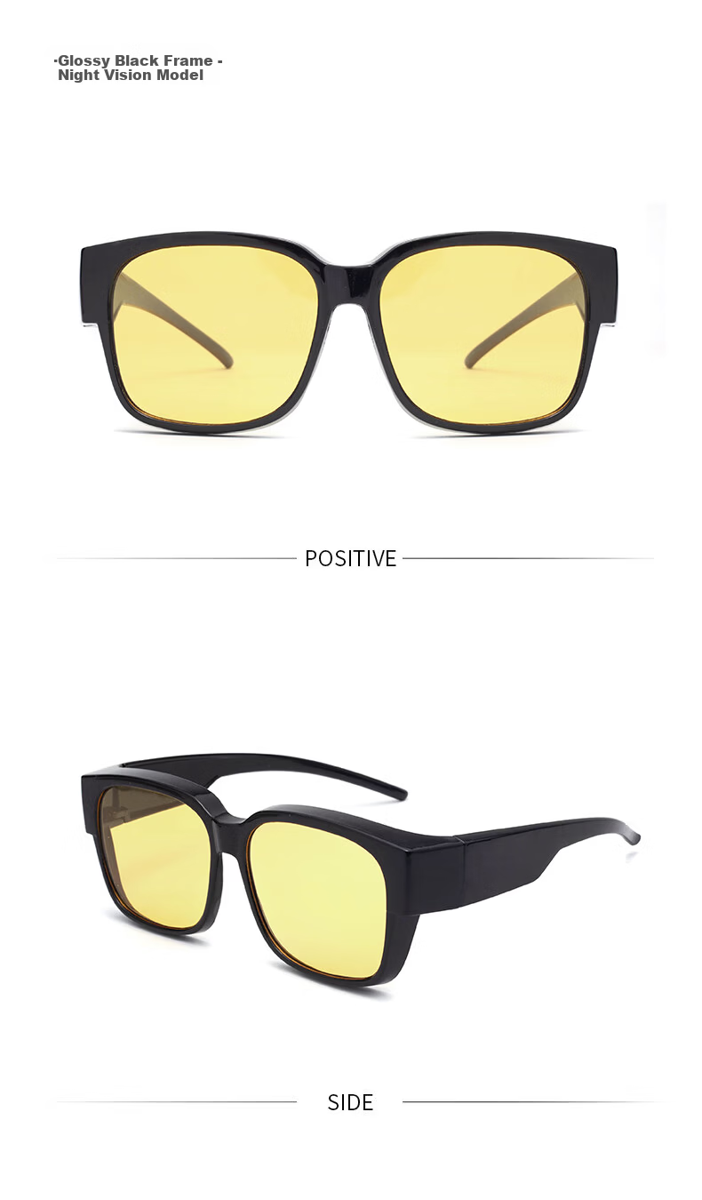 AMORAYS Day and Night Driving Anti-Glare Night Vision Glasses Men’s Nighttime Driving Prescription Clip-On Sunglasses 9