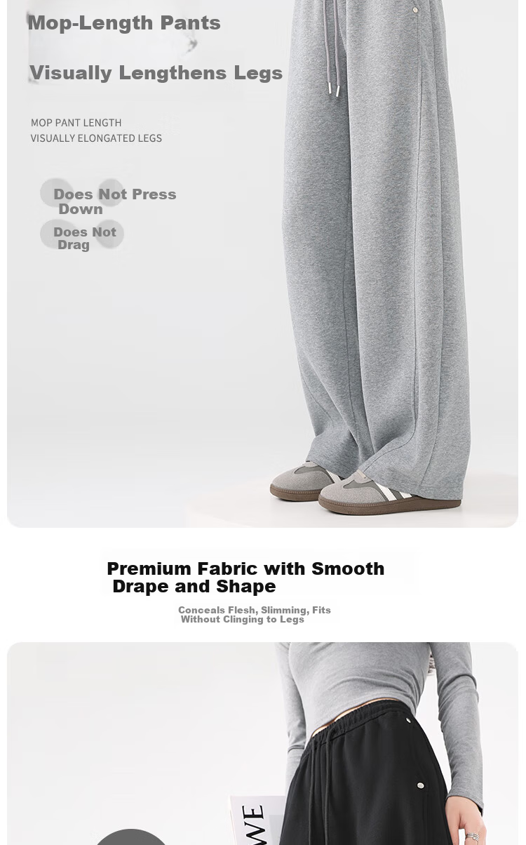 Xueqiman Studded Wide-Leg Pants for Women 2026 Spring New High-Waist Slimming Scythe Pants Loose Hip-Covering Straight Casual Trousers for Women 7
