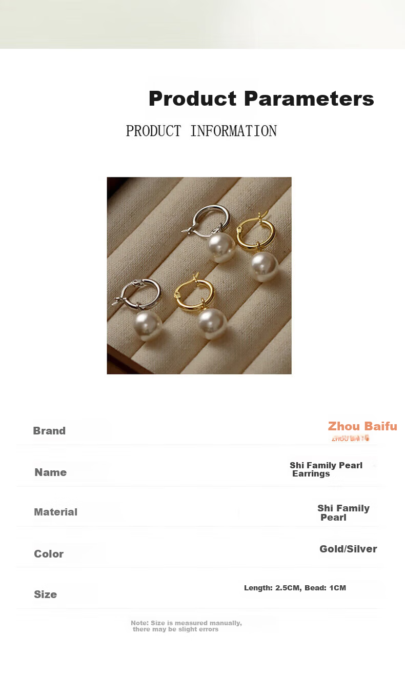 Chow Tai Fook [1000+ Stores] Shijia Pearl Silver Earrings Women's Light Luxury High-End Stud Earrings 520 Gift for Girlfriend 5