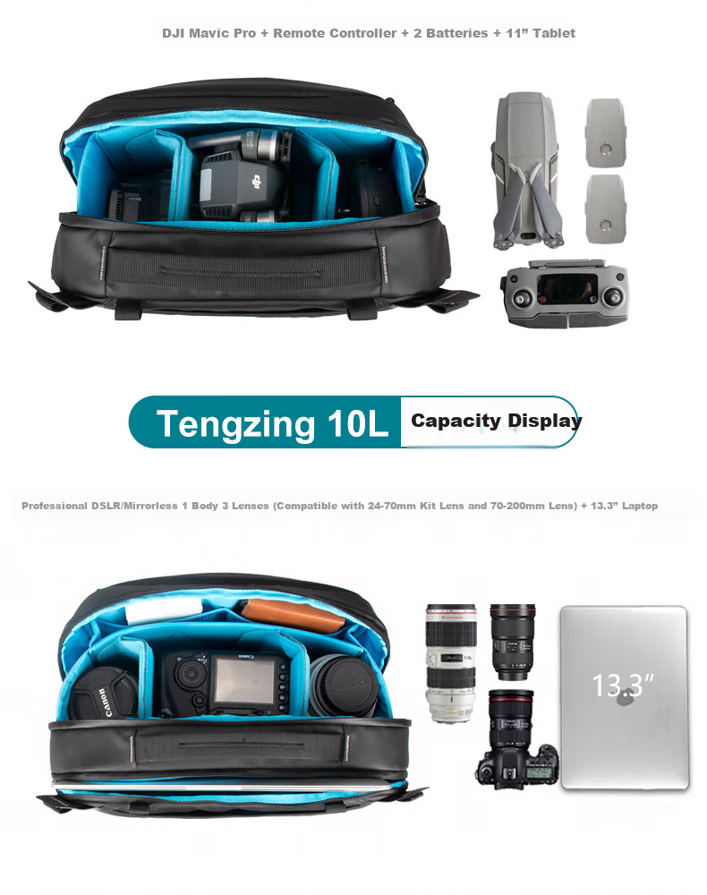 Shanmu 10L Champagne Single Shoulder Camera Bag Crossbody DSLR Mirrorless Digital Storage Waterproof Durable Lightweight Camera Backpack for Cycling Commuting 6
