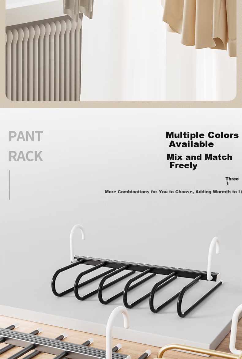 Fanye Aluminum Alloy Folding Multi-Functional 6-Layer Pants Hanger Pants Clip Clothes Rack Wardrobe Drying Rack 9