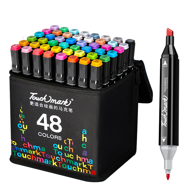 Touch Mark 48-Color Dual-Ended Oil-Based Anime Watercolor Markers Set for Students, Beginners, Kids - Birthday Gift for Boys and Girls, Free Shipping