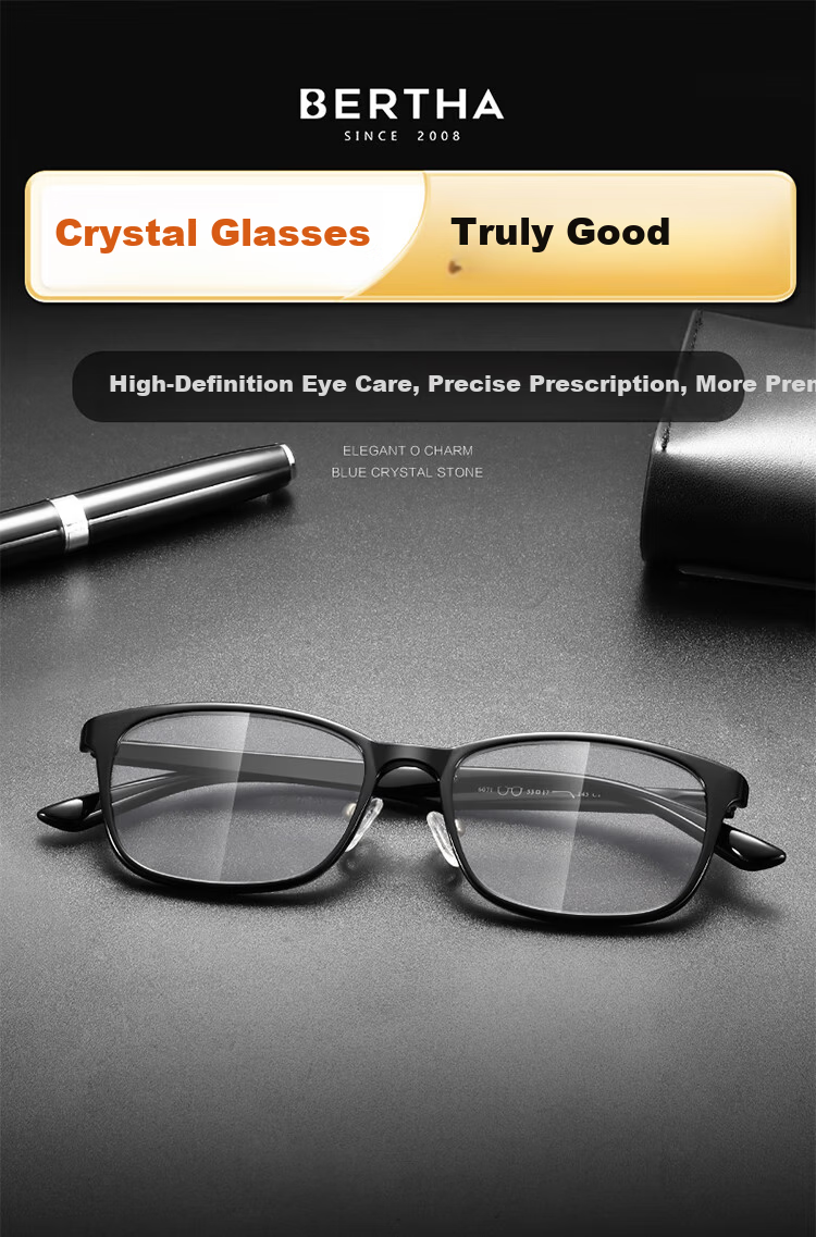 Bertha Natural Crystal Reading Glasses Unisex High-Definition Premium Brand Genuine Middle-Aged and Elderly Donghai Crystal Stone 1