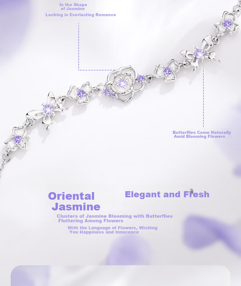 Zhenshangyin Chinese Gold Jasmine Silver Bracelet, Women's Jewelry, Niche High-End Birthday Gift for Girlfriend Or Wife, S925 5