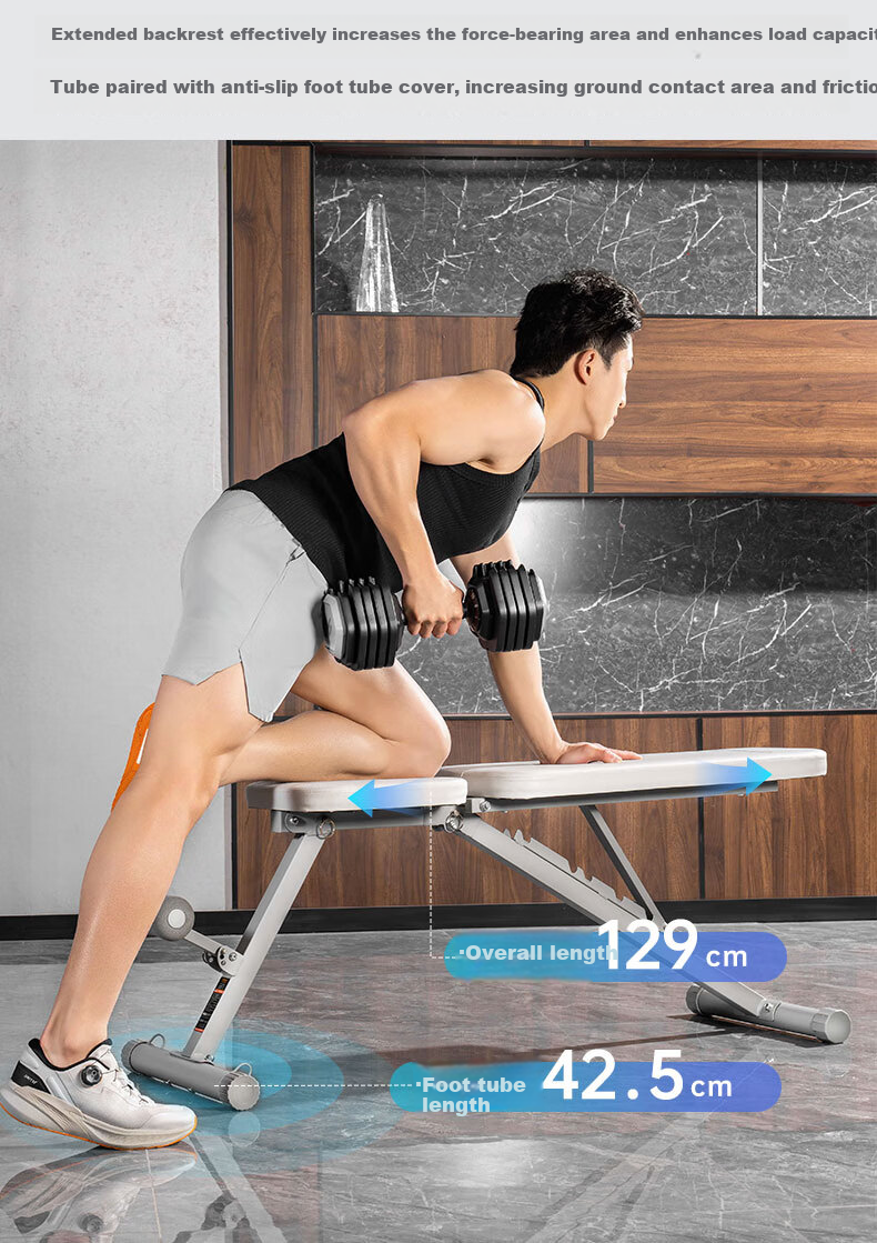 SHUA Dumbbell Bench Fully Foldable Adjustable Home Gym Training Equipment SH-G592 Ivory White 5
