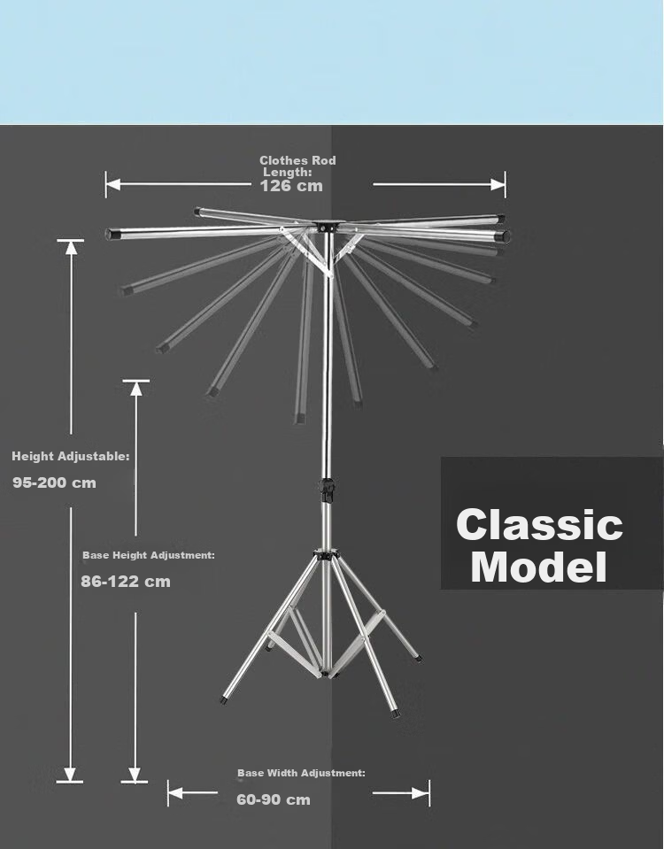 Baoyouni Multifunctional Floor-Standing Clothes Drying Rack for Balcony, Simple Indoor Clothes Hanger for Dormitory and Bedroom 12