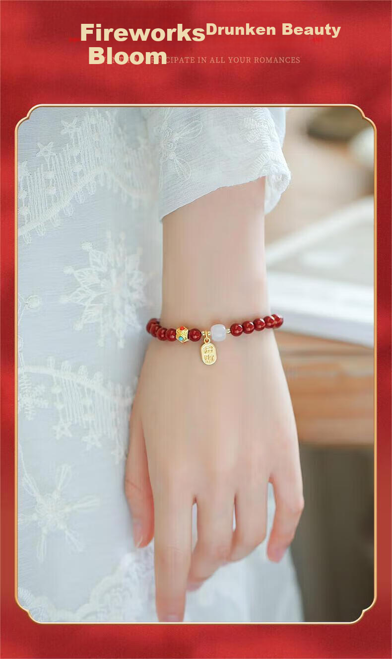 Grace Girl Luxury Bracelet Genuine Cinnabar White Jade Jewelry Practical Anniversary Birthday Gift for Girlfriend Wife 5