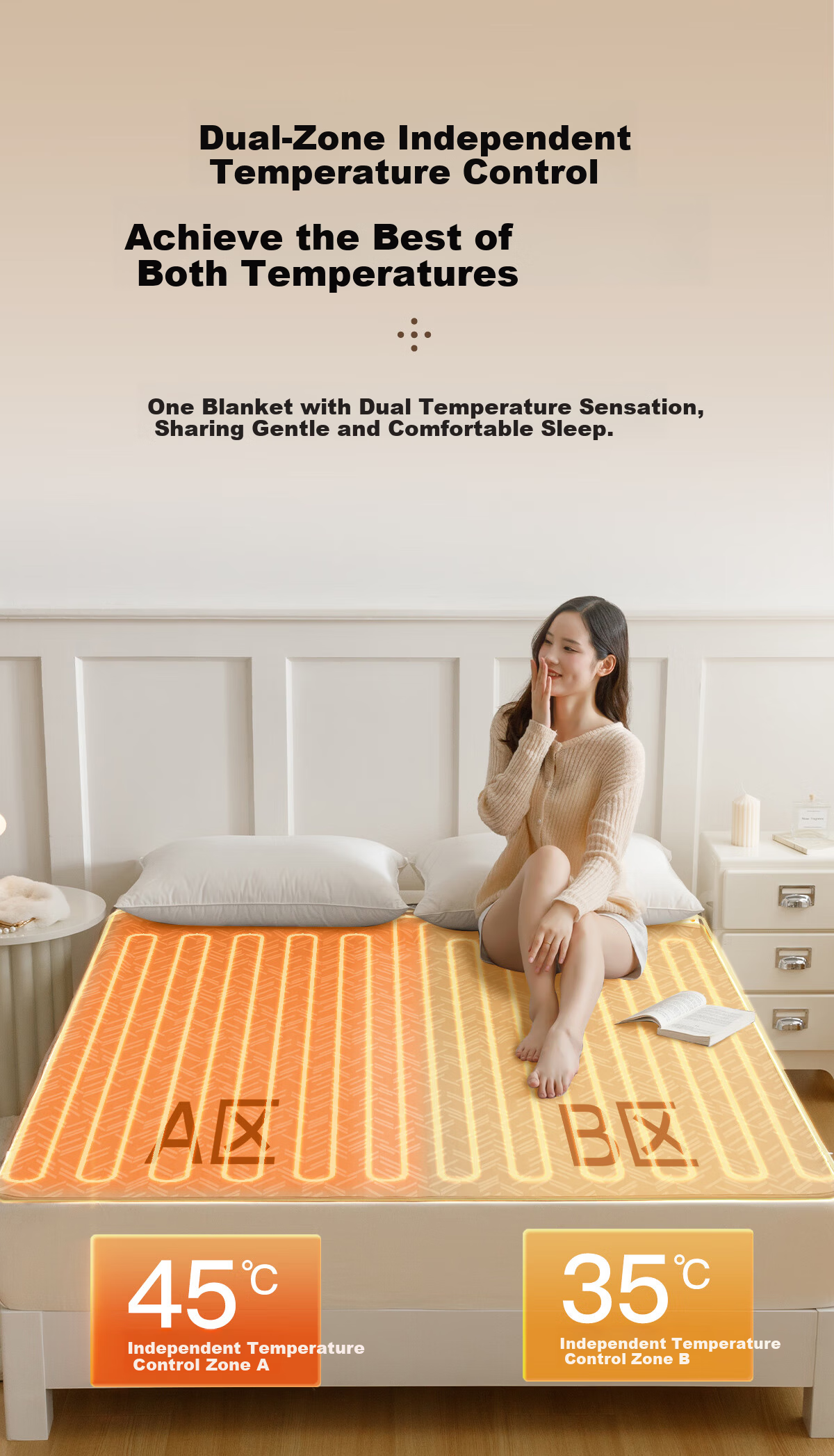 Qindao High-Temperature Power-Off Safety Double Control Double Electric Heating Blanket for Home 2.0*1.8m 9