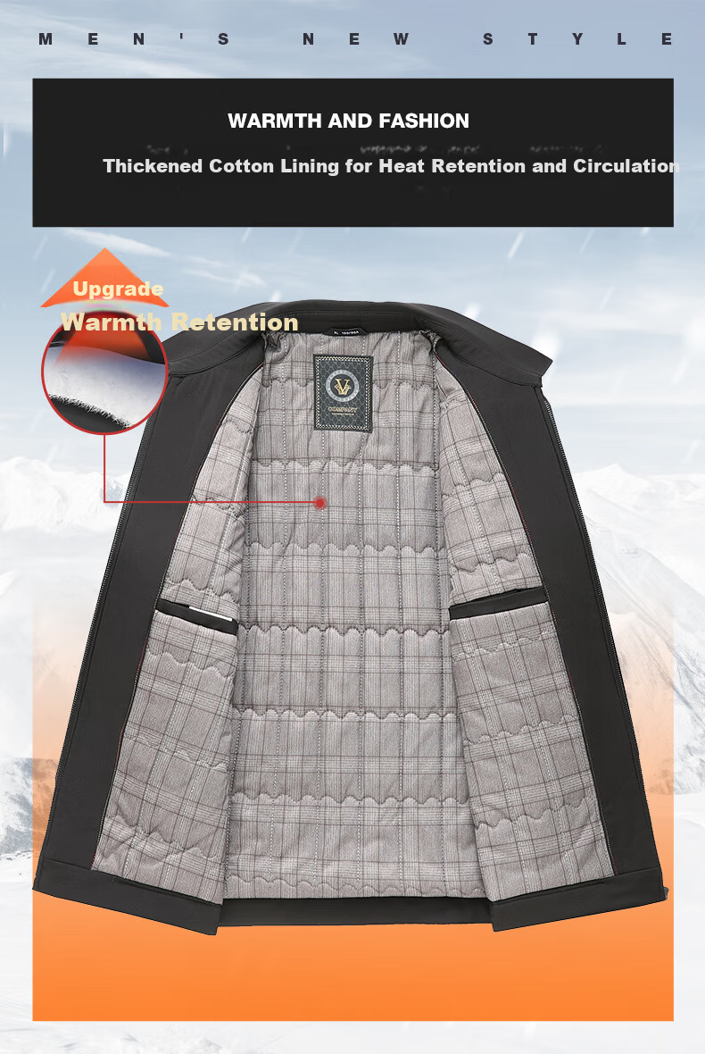 ROMON Executive Jacket Men's Spring and Autumn Casual Lapel Coat Middle-aged and Elderly Dad Style 2539 Black 4XL 16