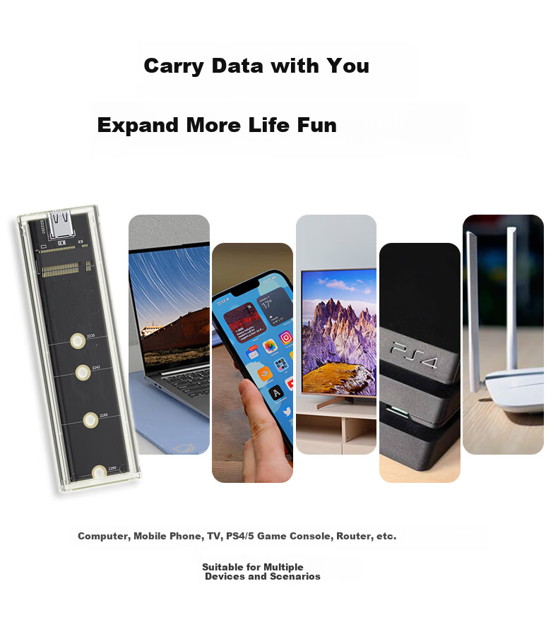 LINSTORAGE M.2 NVMe SSD Enclosure Type-C 3.2 External SSD Case USB 3.2 Hard Drive Enclosure for Laptop and Mobile Phone 11