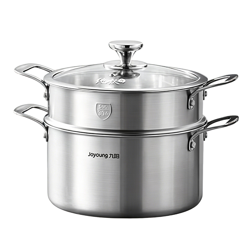 Joyoung Pure Titanium Soup Pot Non-Coated Household Steamer with Basket Multi-Functional Integrated Double-Layer 24cm